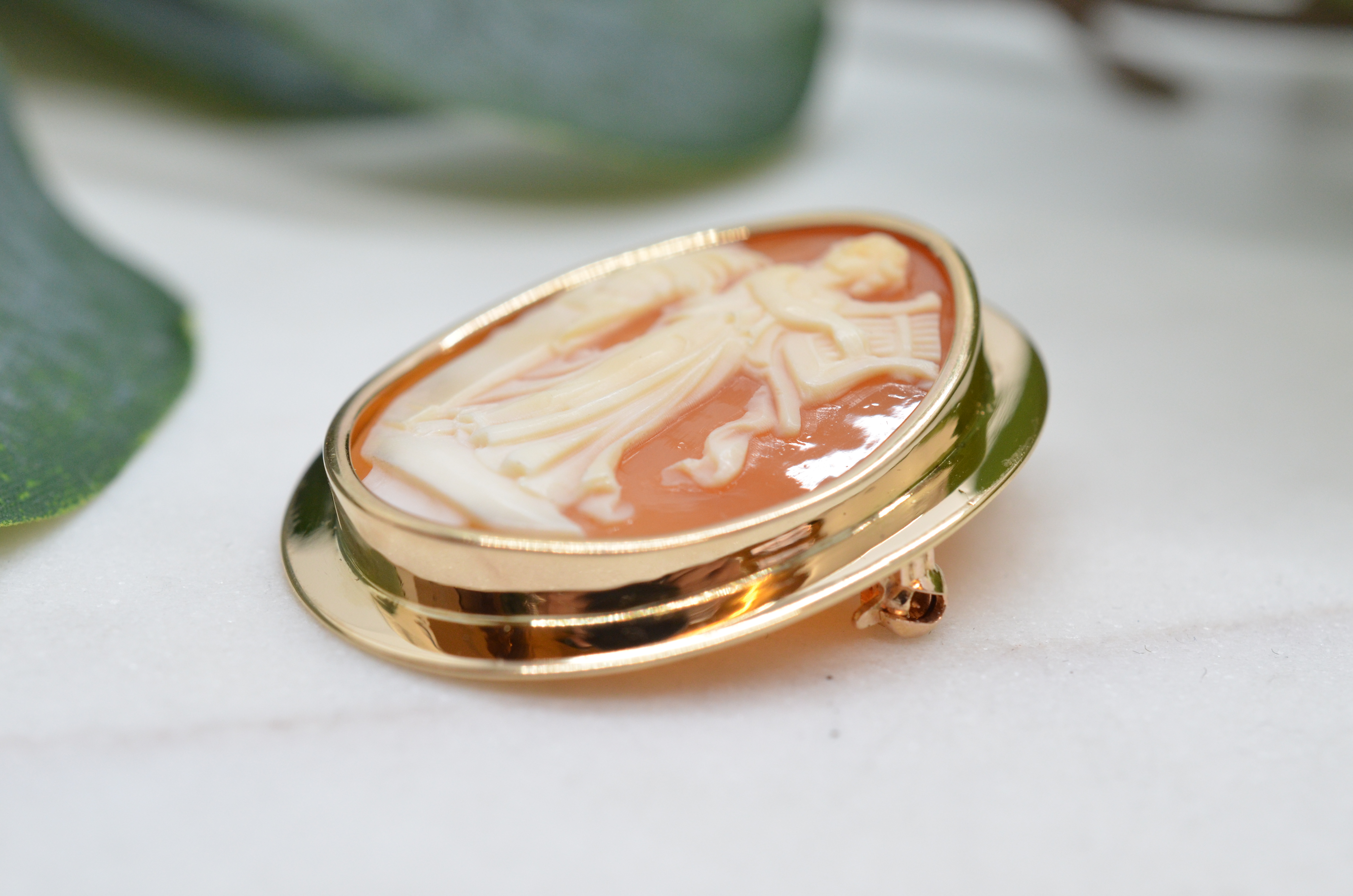 Vintage 18k camébrosch/hänge, 1960 - 2