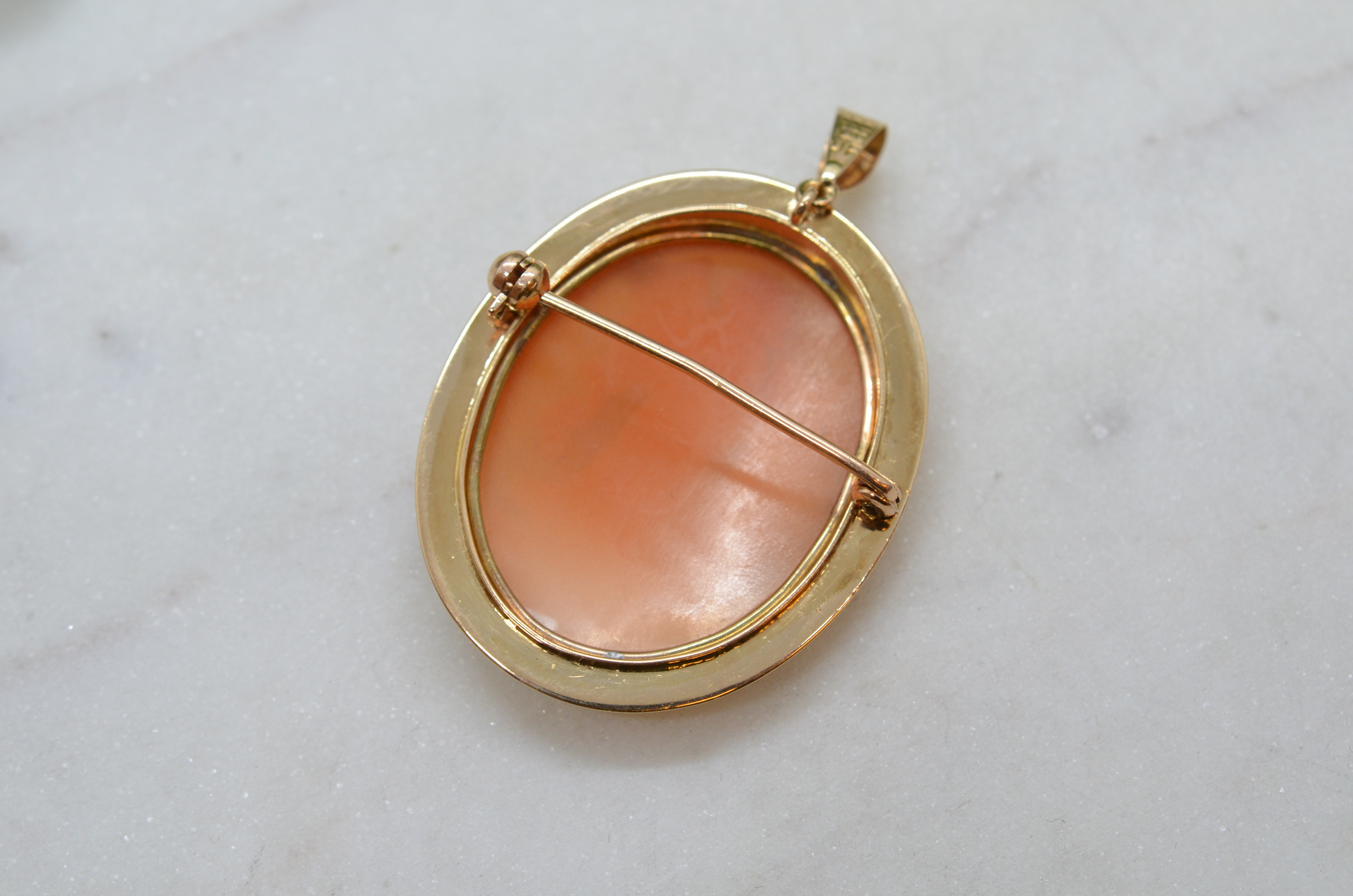 Vintage 18k camébrosch/hänge, 1960 - 4