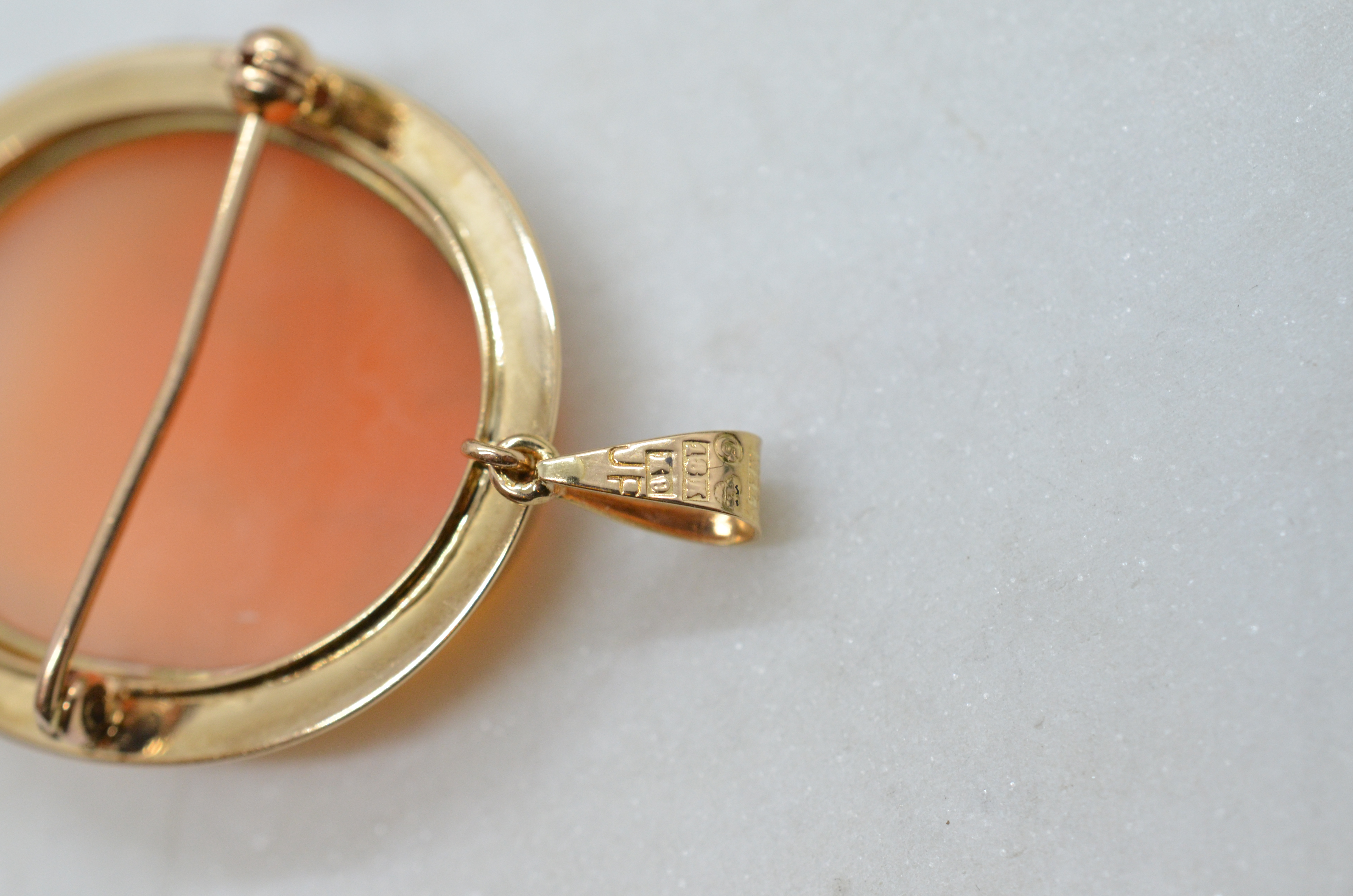 Vintage 18k camébrosch/hänge, 1960 - 5