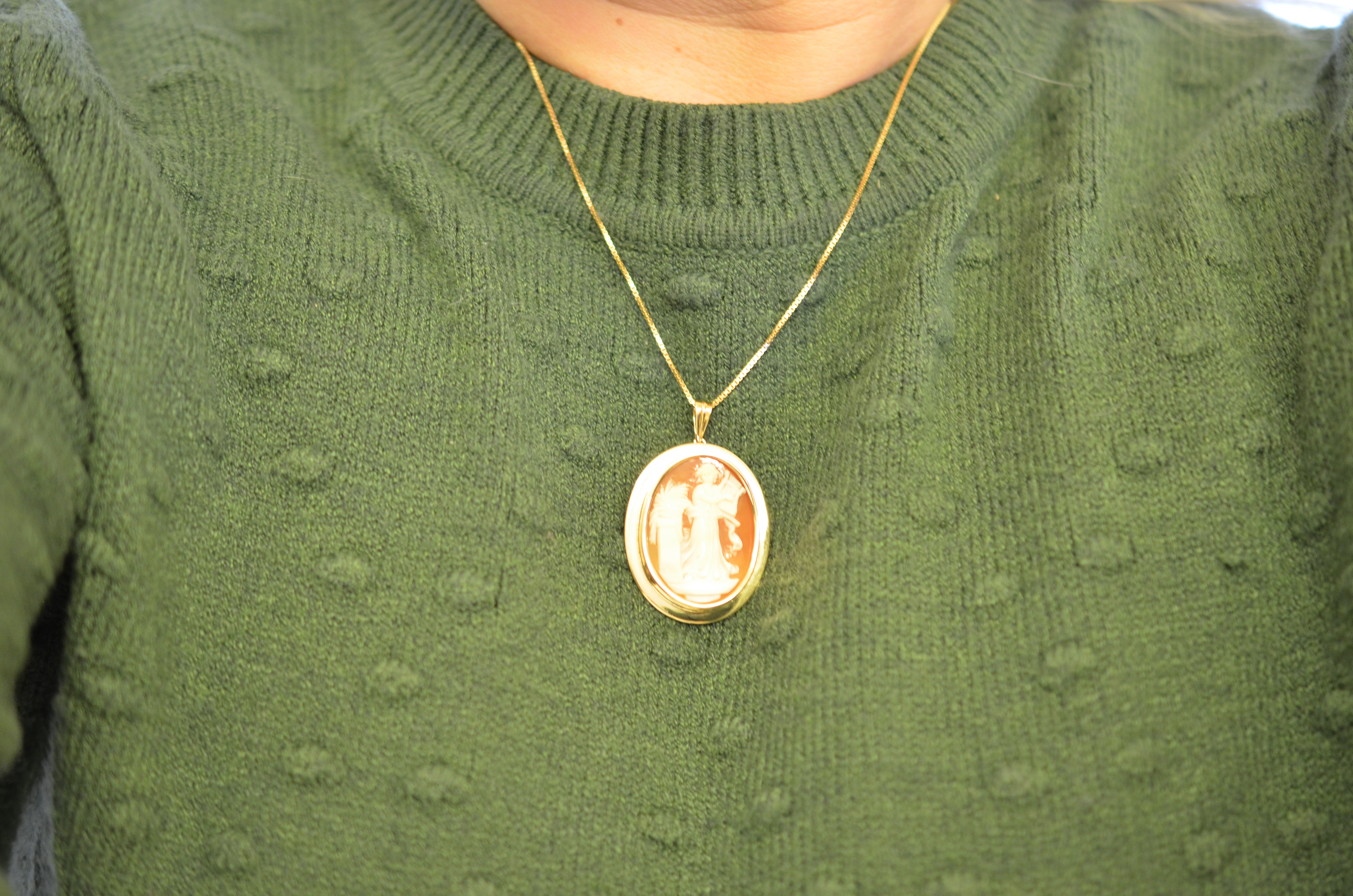 Vintage 18k camébrosch/hänge, 1960 - 7