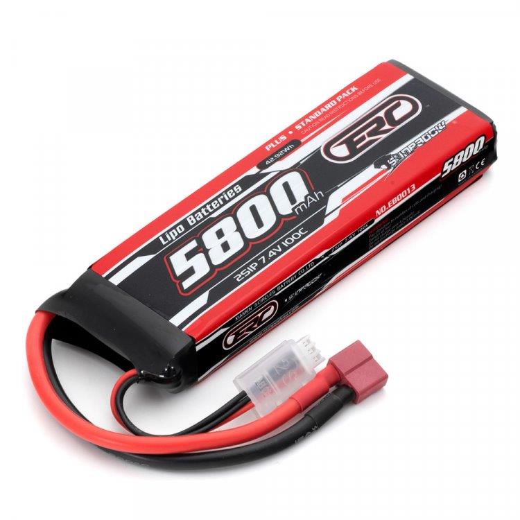 SUNPADOW Li-Po Batteri 2S 7,4V 5800mAh 100C T-Kontakt