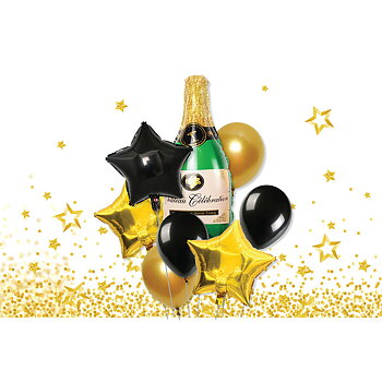 Ballongbuketter med champagneflaska