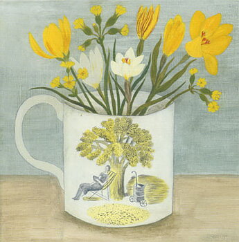 Debbie George : Ravilious Cup and Spring Flowers - Kort med kuvert