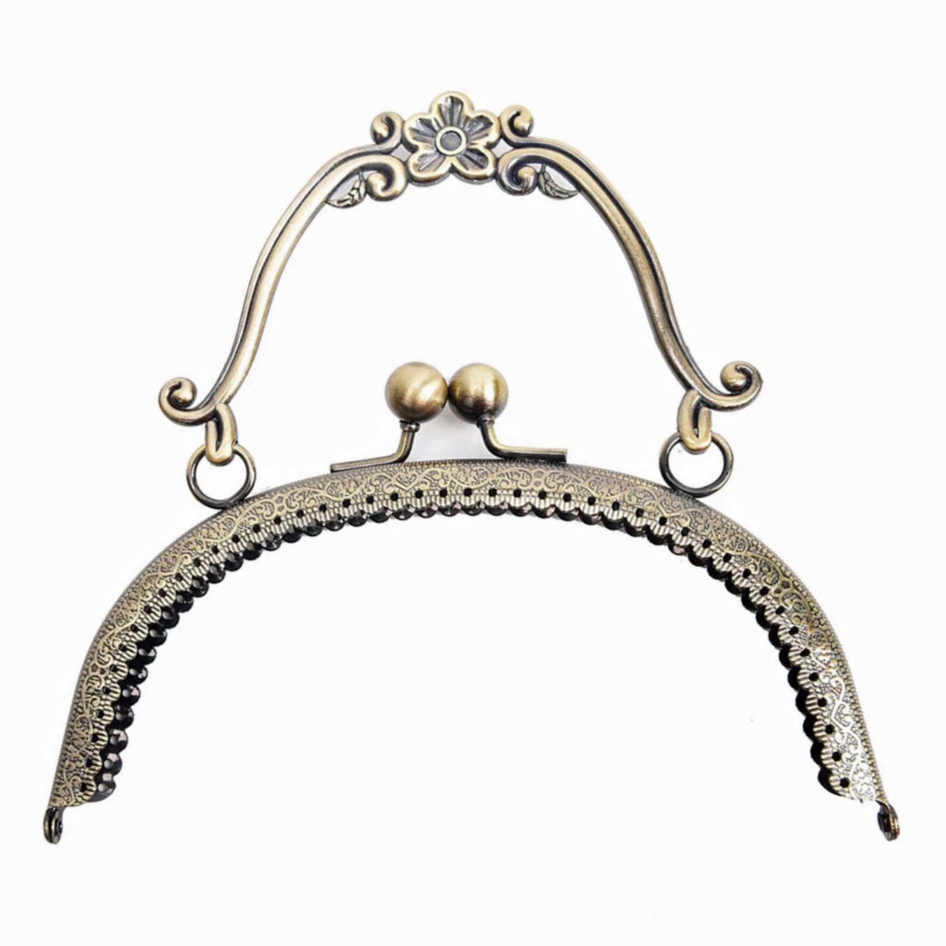 Väskknäppe med sirligt handtag, antikguld (16,5 cm) - 4