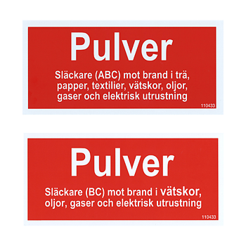 Tilläggsskylt Pulver ABC / Pulver BC