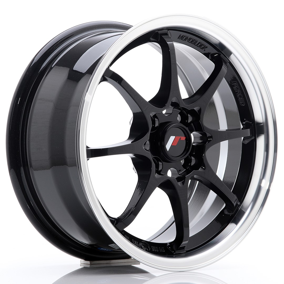 15" JR Wheels JR5 - Glossy Black Machined Lip