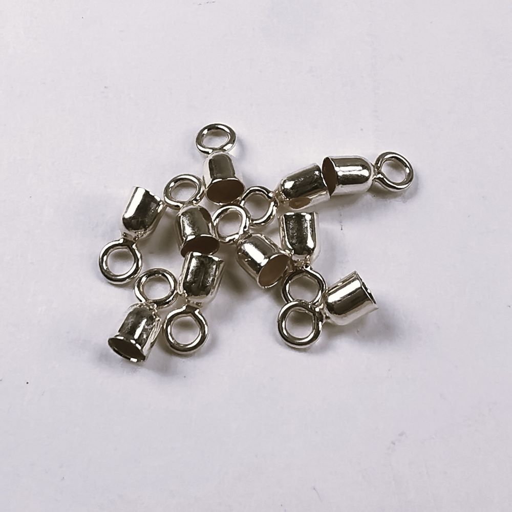 Avslut cylinderformad till läder i sterling silver - 2