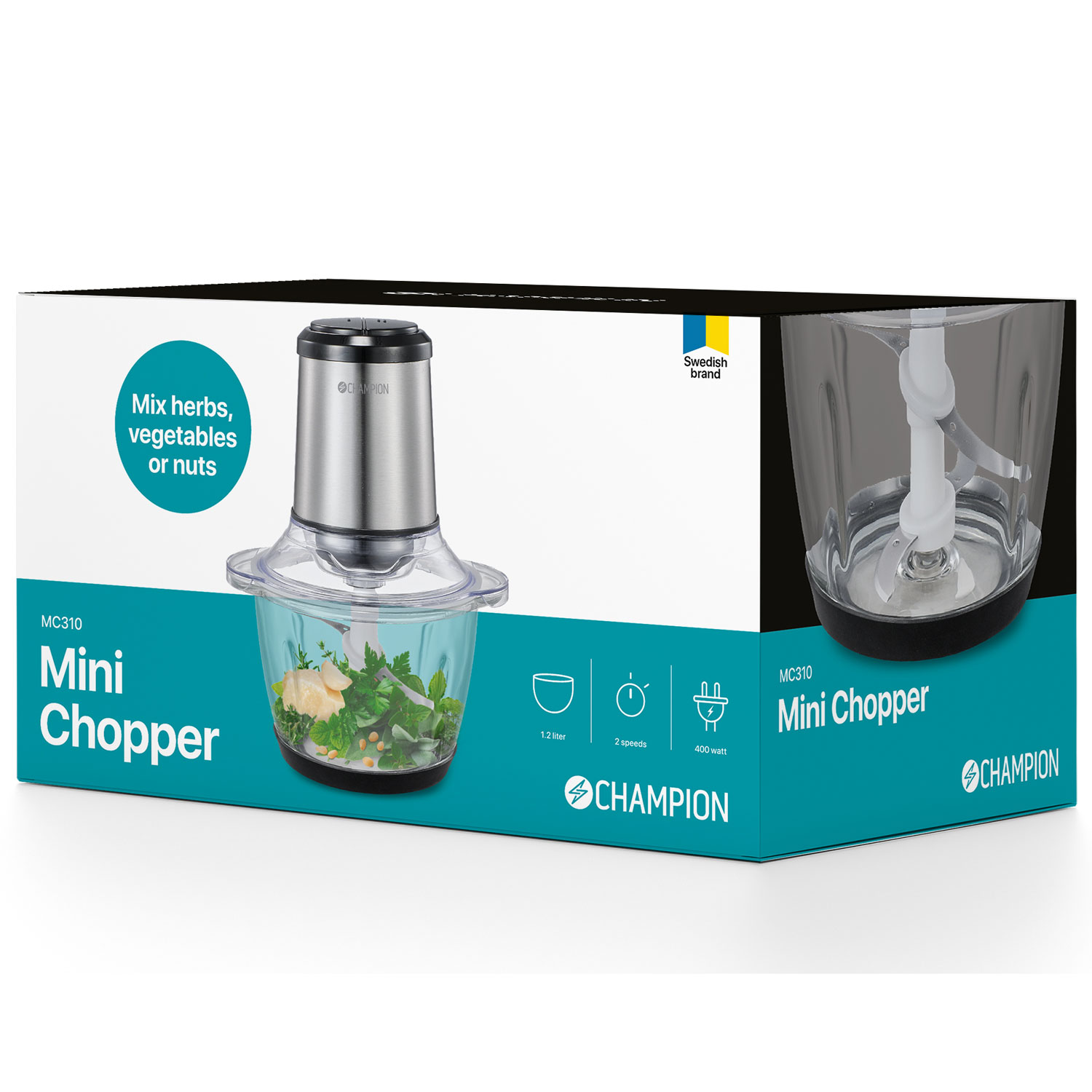 Mini Chopper 1,2L 400W Glasskål MC310 Rostfri - 4