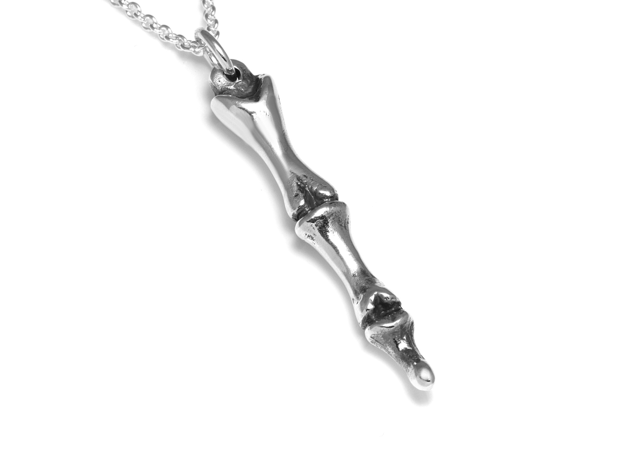 Fingerben Halsband, Falang Skelett Smycke i Silver