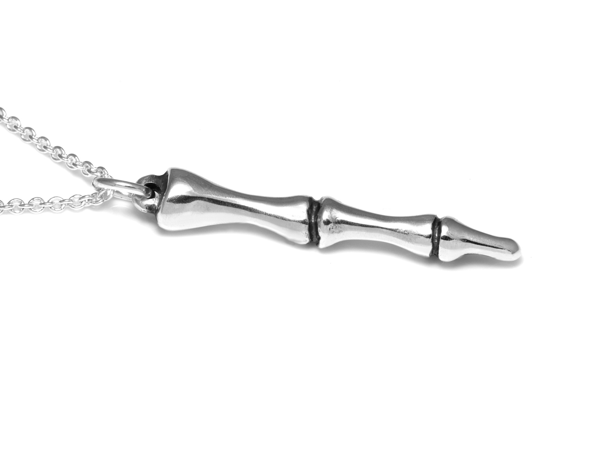 Fingerben Halsband, Falang Skelett Smycke i Silver - 4