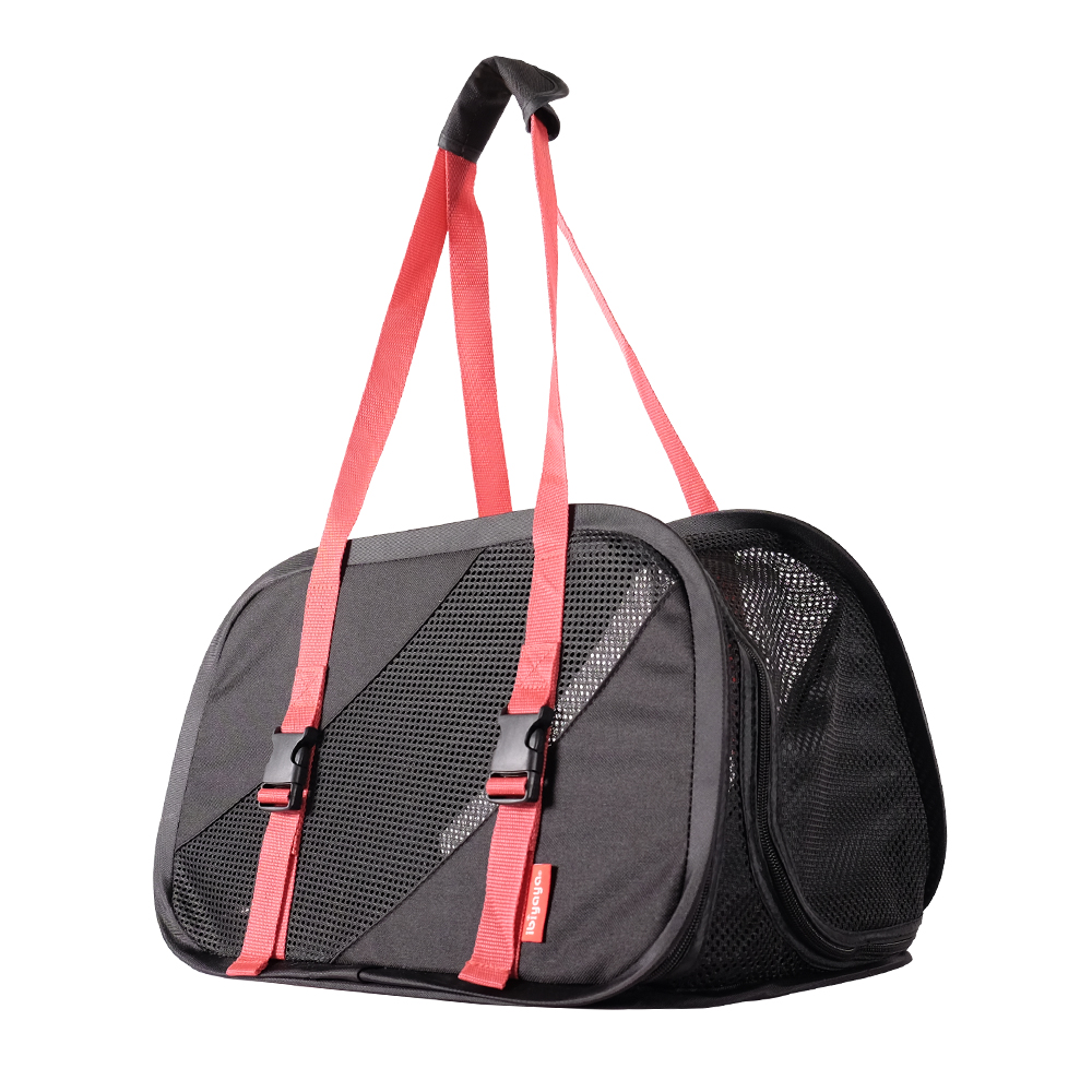  Pet Travel Carrier - Foldable -  Black Red  - 6