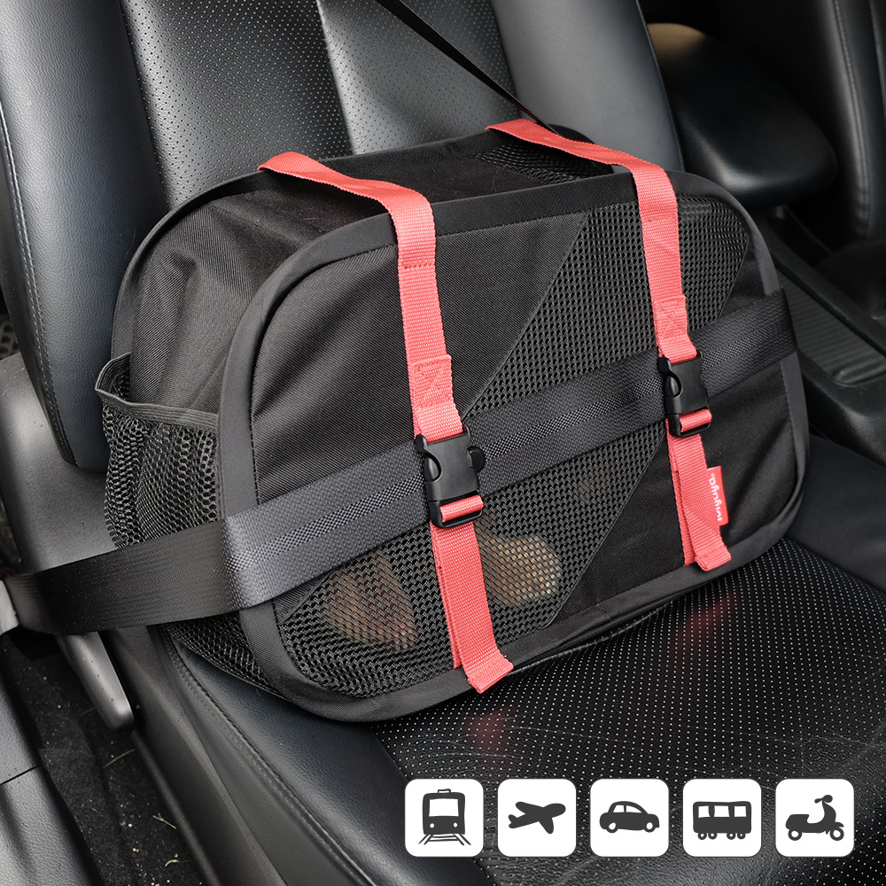  Pet Travel Carrier - Foldable -  Black Red  - 4