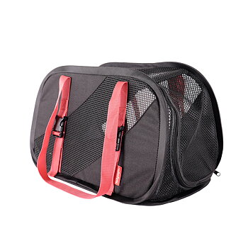  Pet Travel Carrier - Vikbar - Svart/Röd