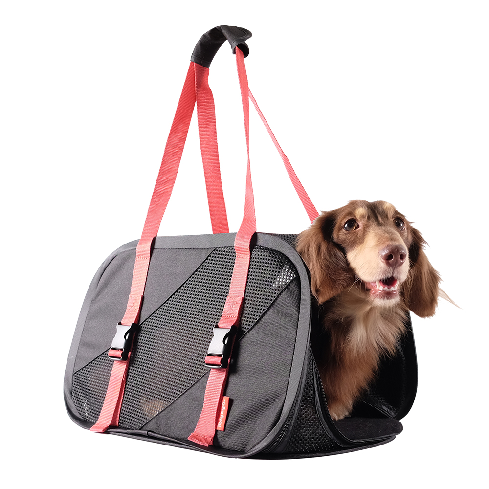  Pet Travel Carrier - Foldable -  Black Red  - 5