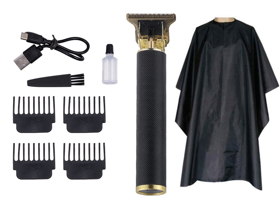 Hair & Beard Trimmer Deluxe Kit + Free Barber Apron - Black