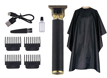 Hair & Beard Trimmer Deluxe Kit + Free Barber Apron - Black