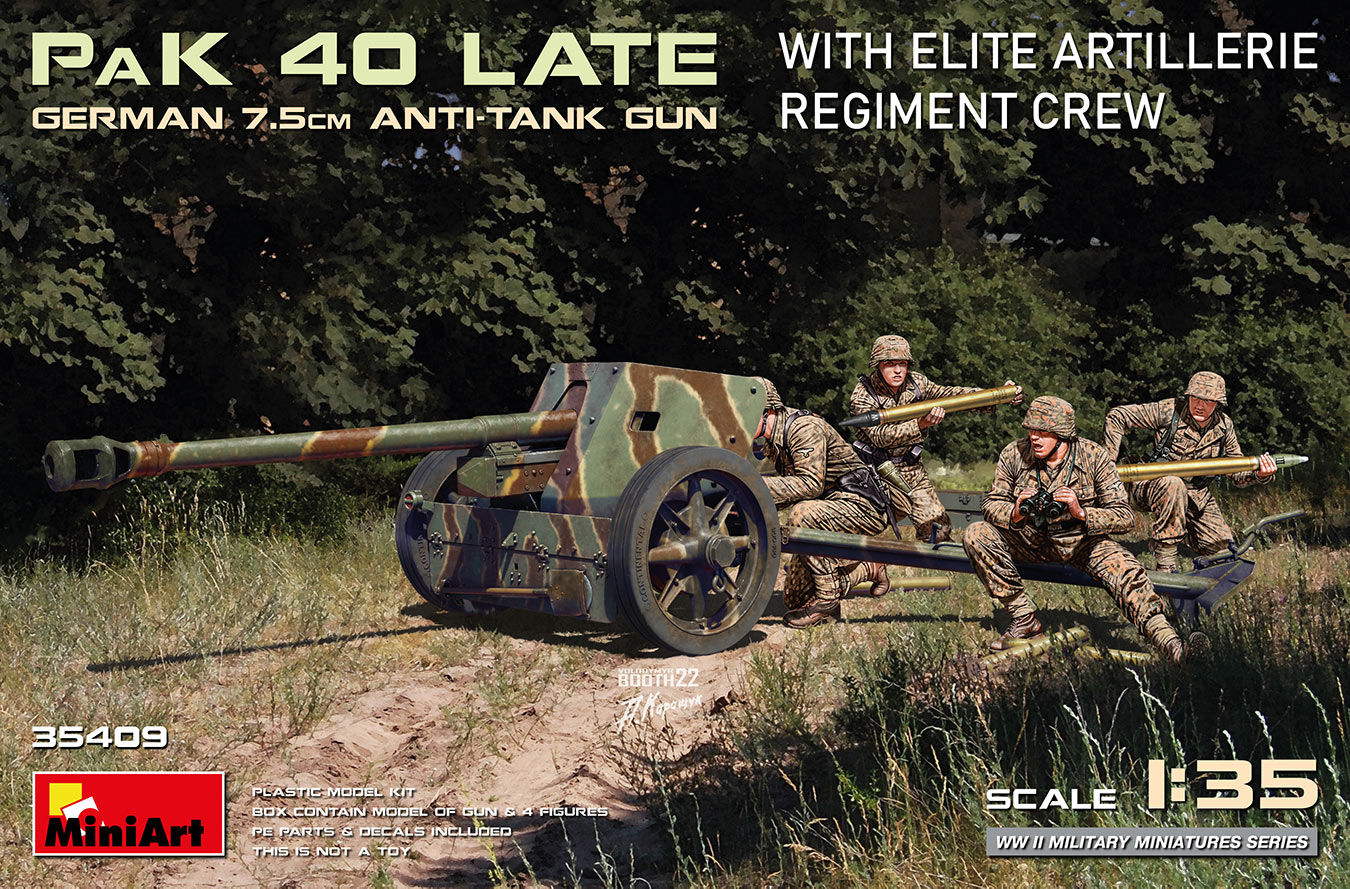 1/35 German 7.5cm anti-tank gun PaK 40 Late w/Elite Artillerie Regiment Crew