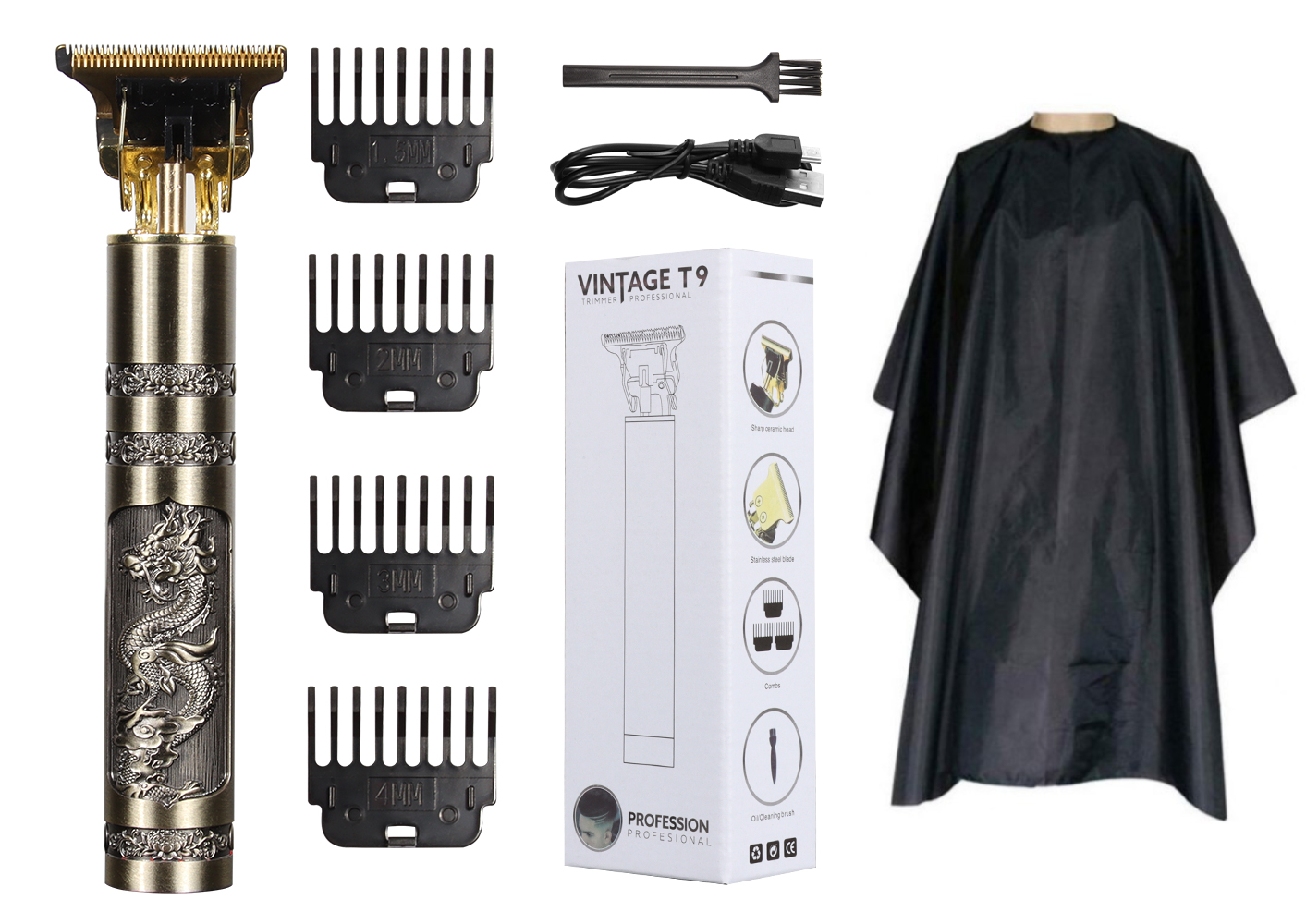 Hår & Skäggtrimmer Deluxe Kit + Gratis Frisörförkläde - Drake