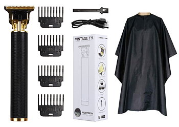 Hair & Beard Trimmer Deluxe Kit + Free Barber Apron - Black
