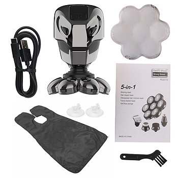Professional Black Shaver with 5 Heads & Free Shaving Apron