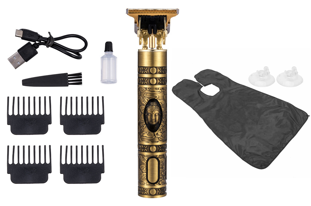 Hår & Skäggtrimmer Deluxe Kit + Gratis rakförkläde - Buddha