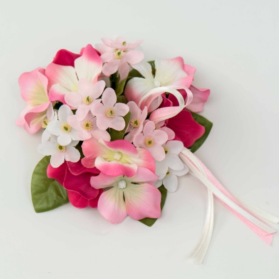 Ljusmanschett med rosa och vita blommor