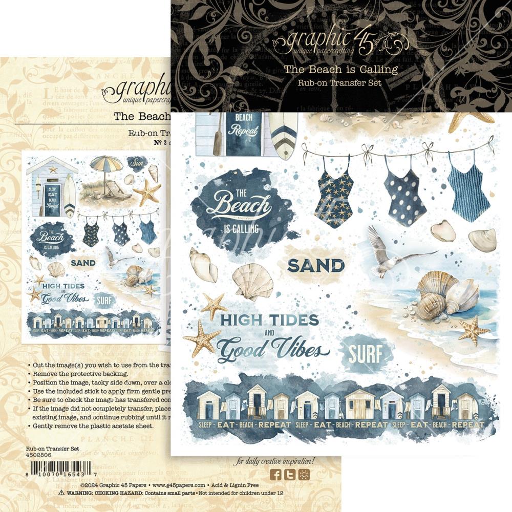 Graphic45 - Rub-On Transfers - The Beach Is Calling