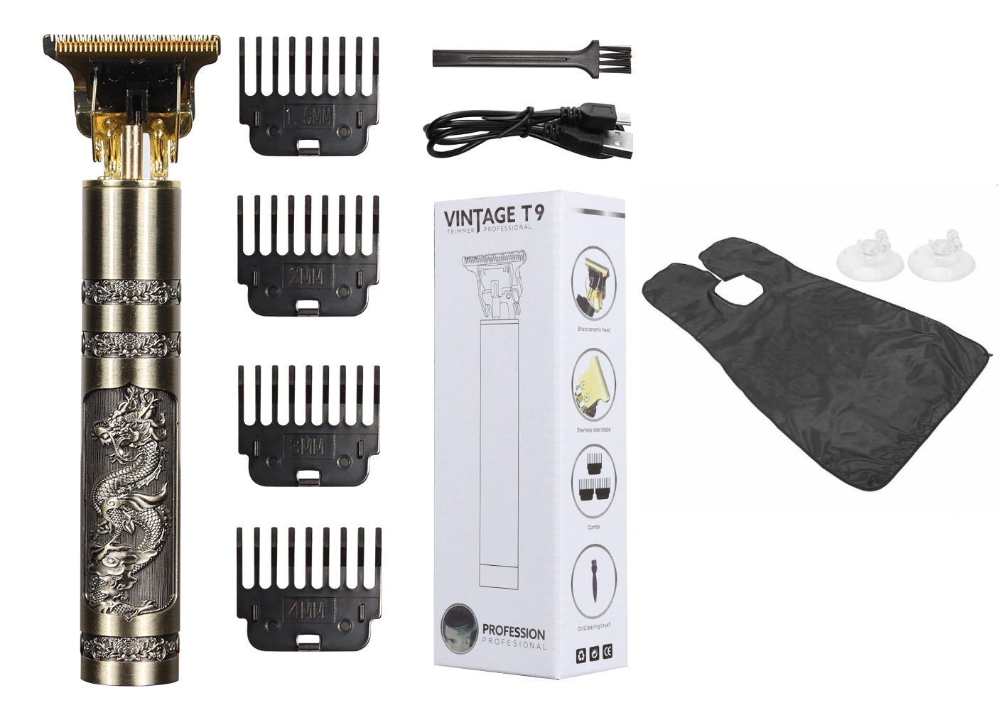Hår & Skäggtrimmer Deluxe Kit + Gratis rakförkläde - Drake
