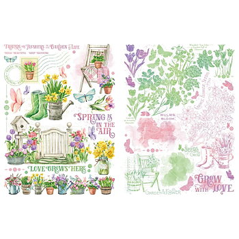 Graphic45 - Rub-On Transfers - Grow With Love