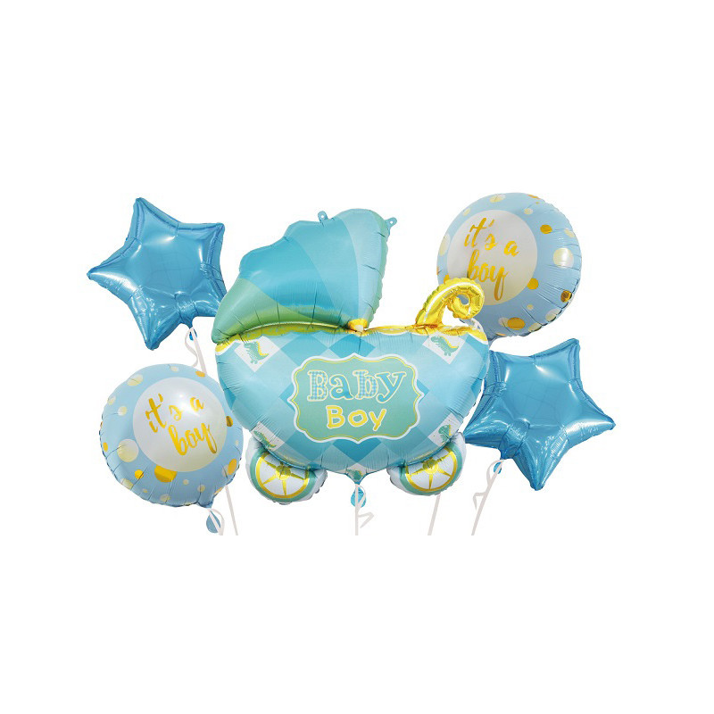 Babyboy barnvagn ballongbukett blå