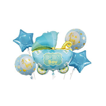 Babyboy barnvagn ballongbukett blå