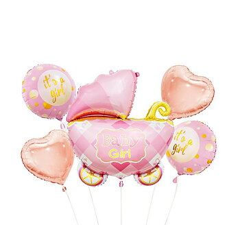 Babyboy barnvagn ballongbukett rosa