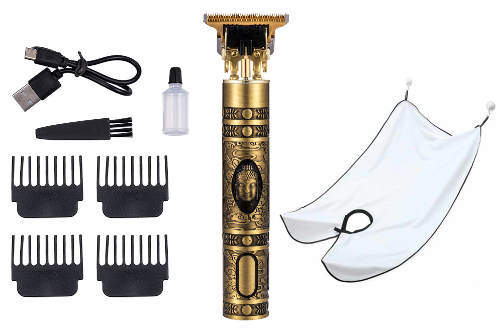 Hår & Skäggtrimmer Deluxe Kit + Gratis rakförkläde - Buddha