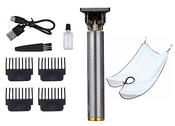 Hair & Beard Trimmer Deluxe Kit + Free Shaving Apron - Silver