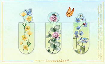 Libri_x : Blomsteräng - Magnetbokmärken 3 st på kort 