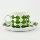 Stig Lindberg (Berså 1961) Teacup with Green Leaf Decor 11,5 cm (2)