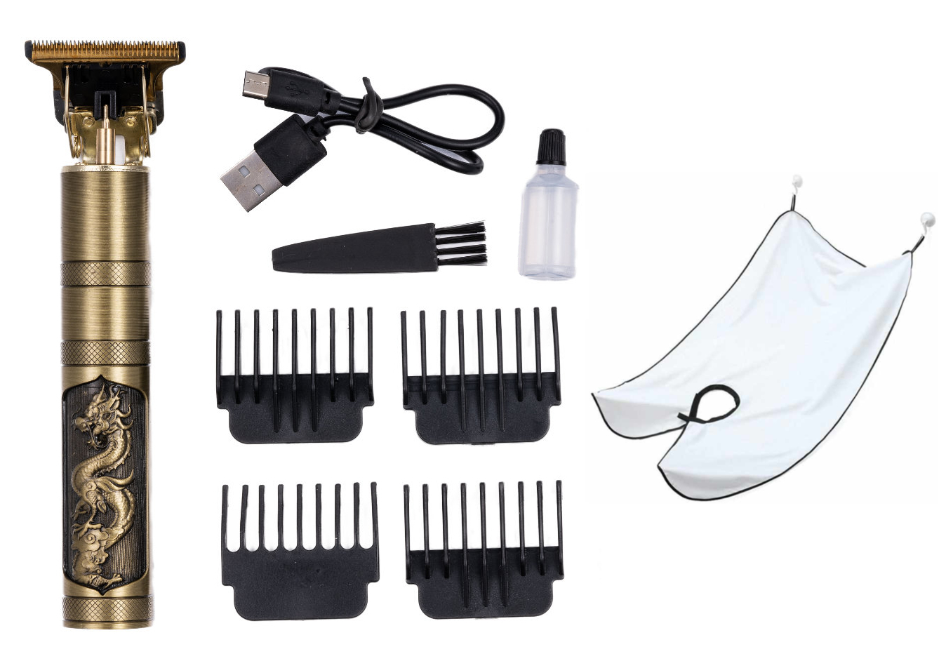 Hair & Beard Trimmer Deluxe Kit + Free Shaving Apron - Dragon