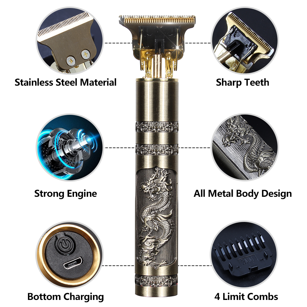 Hair & Beard Trimmer Deluxe Kit + Free Shaving Apron - Dragon - 2