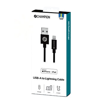 USB-A till Lightning Kabel 2m Svart