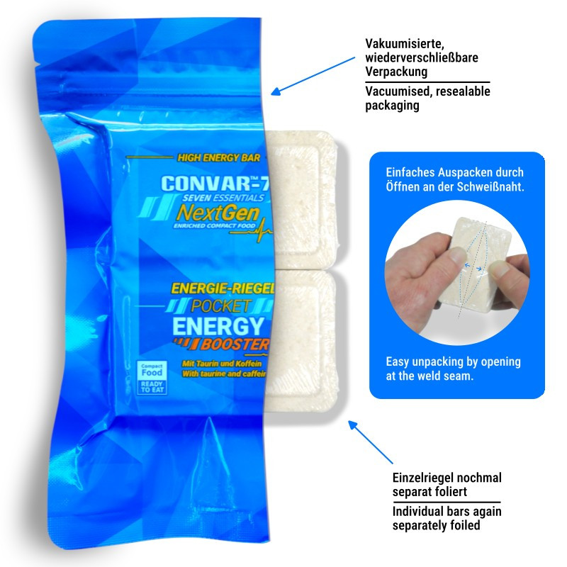 Convar Emergency Food | NextGen Energy Bar Pocket Energy Booster 10 års hållbarhet | 120g - 3