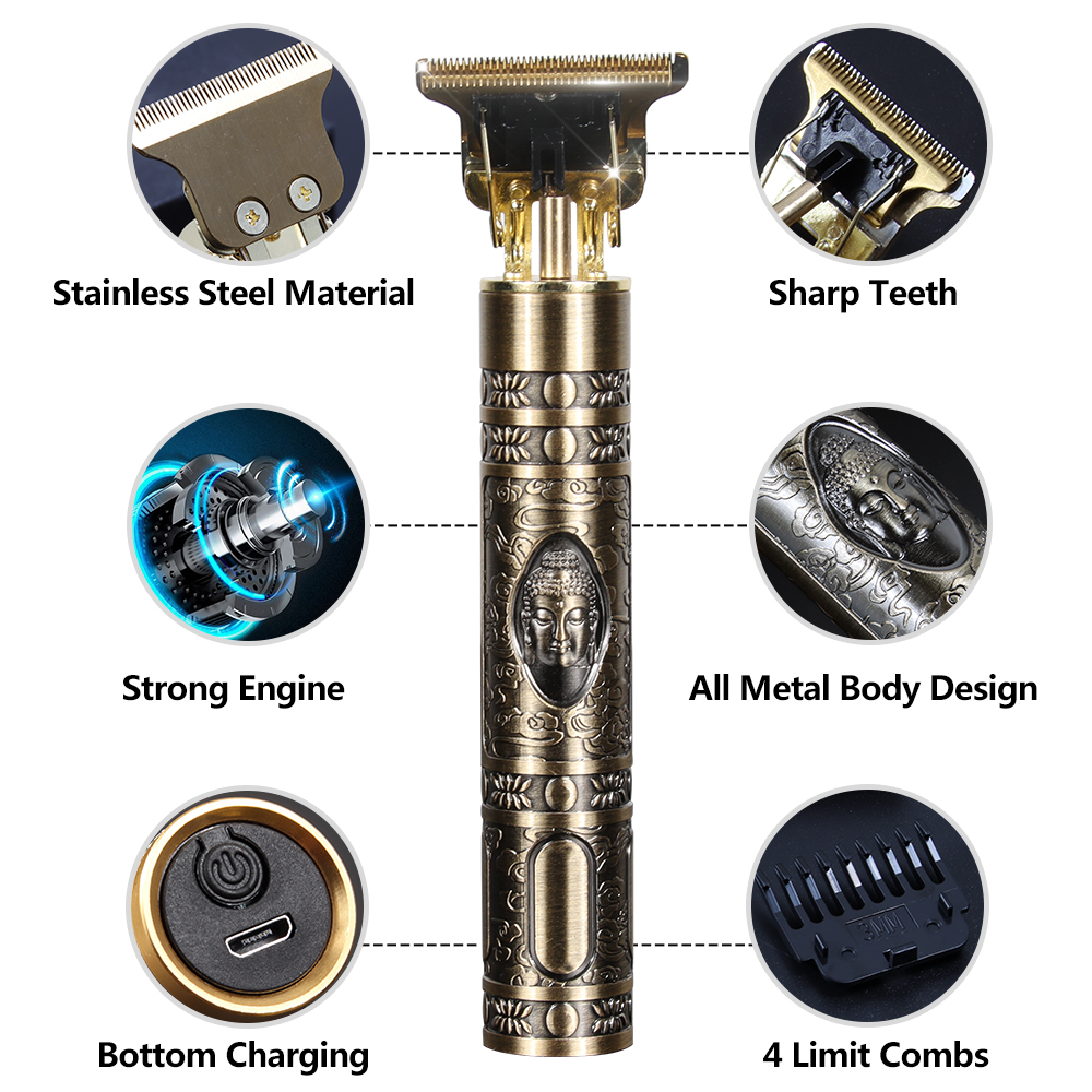 Hair & Beard Trimmer Deluxe Kit + Free Shaving Apron - Buddha - 2