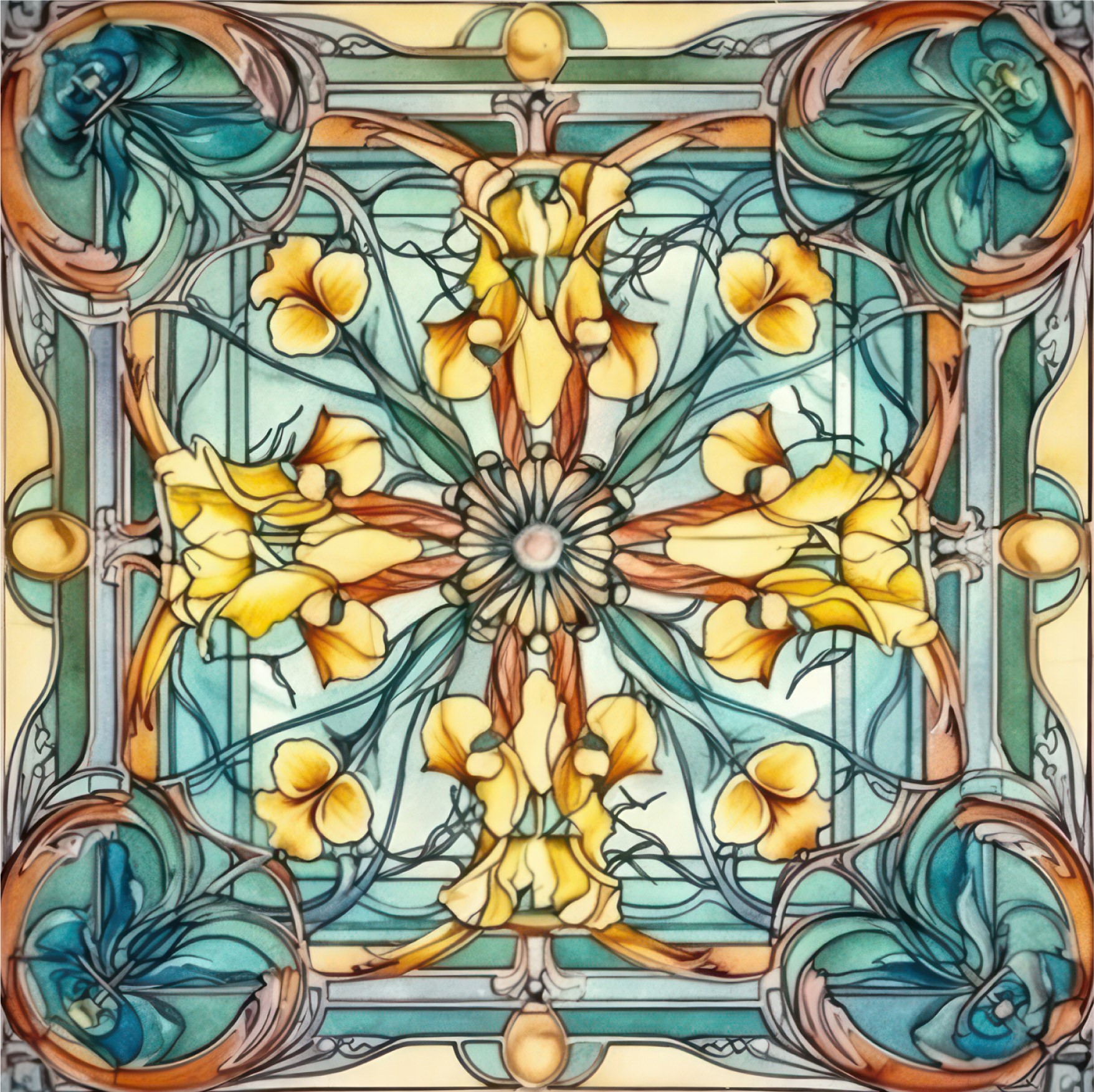 Art nouveau modell 5 Kakeldekor - 2