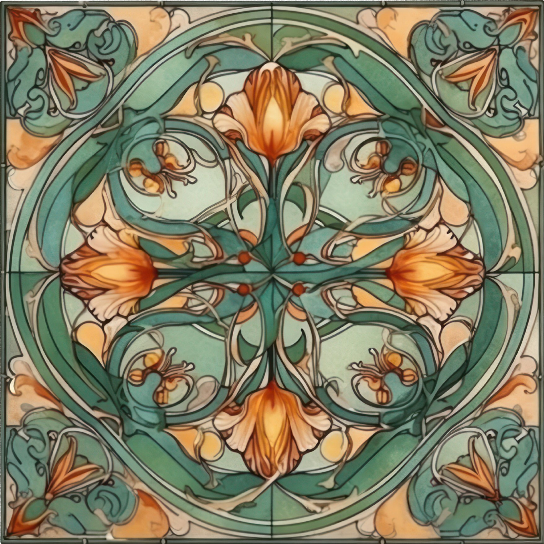 Art nouveau modell 7 Kakeldekor - 2