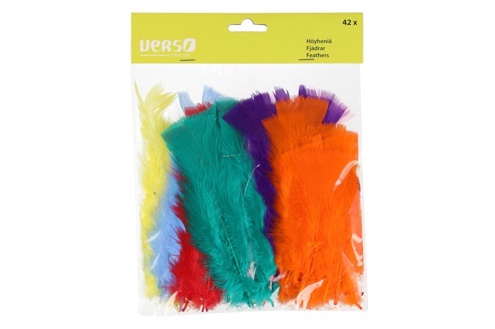 Dekorativa fjädrar med ståltråd, olika färger, 42 st