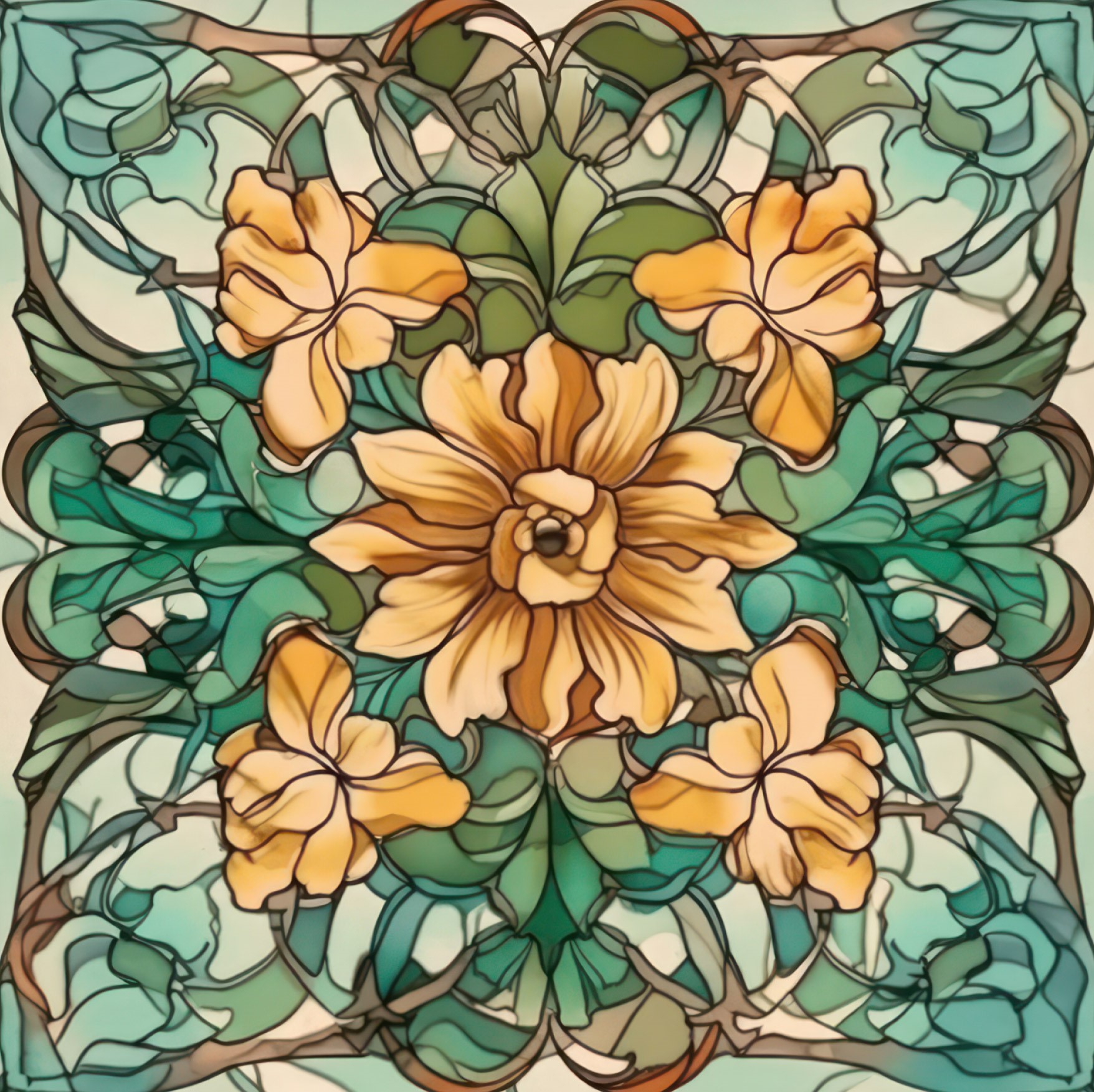 Art nouveau modell 14 Kakeldekor - 2