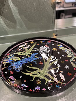 ORTIGIA Bricka Jungle Round Black Large