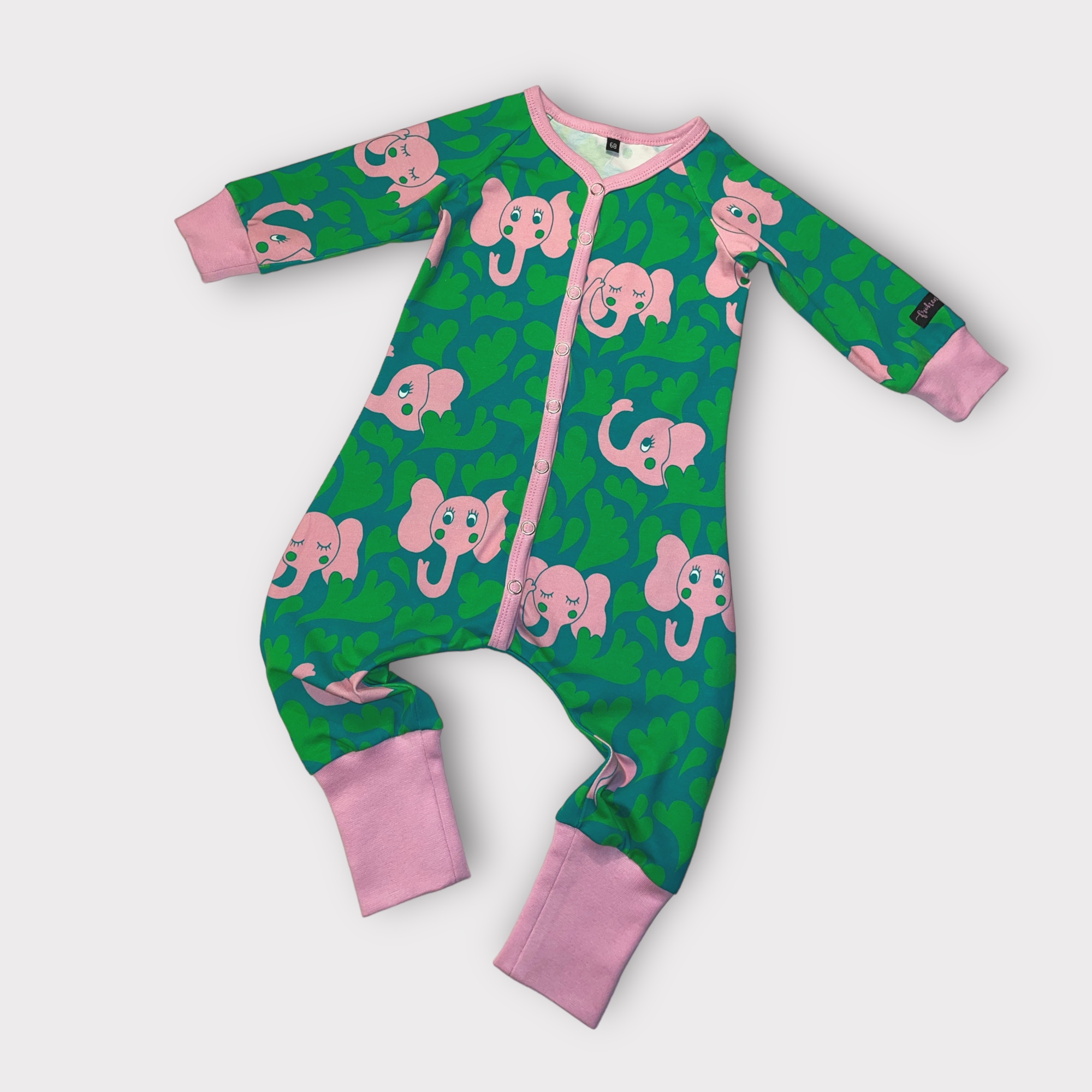 Babydress ”Eli Elefant” grön stl. 74