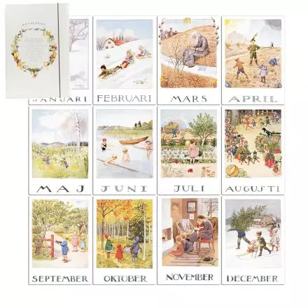 Månadsbilder - Årets saga av Elsa Beskow - 12 månader i A4 format  