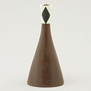 Karin Björquist (Prunella 1950s) Brown Pyramid Vase with Black/White Details 14 cm
