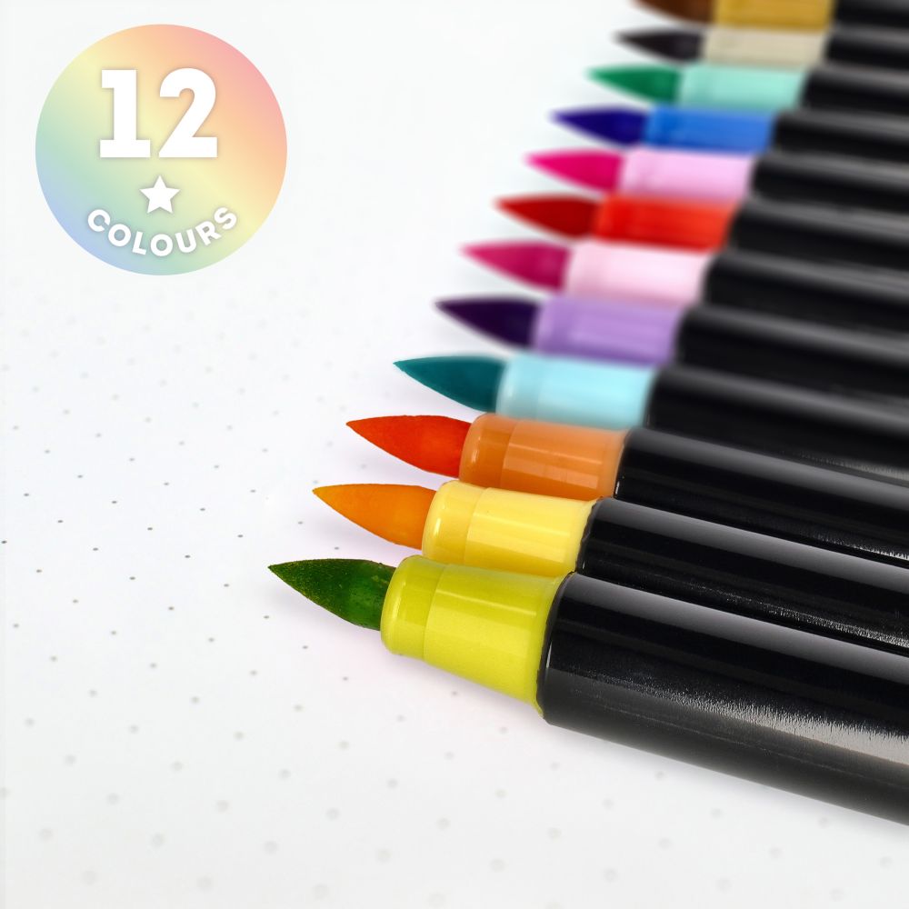 Brush markers, pastellfärger, set med 12 pennor - 4